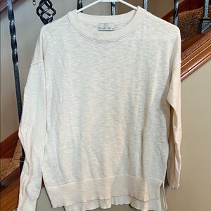 Ettitude Cream Crew Neck Sweater - Lightweight Slub Knit